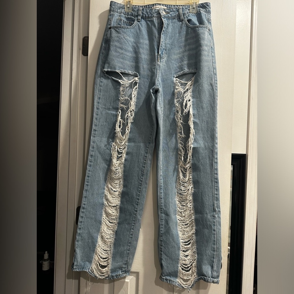 Almost Famous Light Blue Distressed Boyfriend Jeans